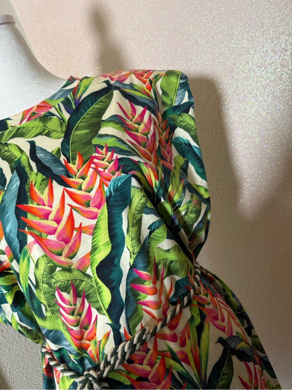FARM Rio Green Multi Tropical Midi Dress with Tie-Waist - Picture 6 of 12